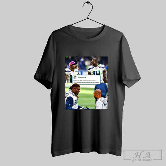 Seattle Seahawks Tyler Lockett My Dawg 2019 We Became Teammates 2025 We Leave The Team Together As Best Friends Poster T Shirt