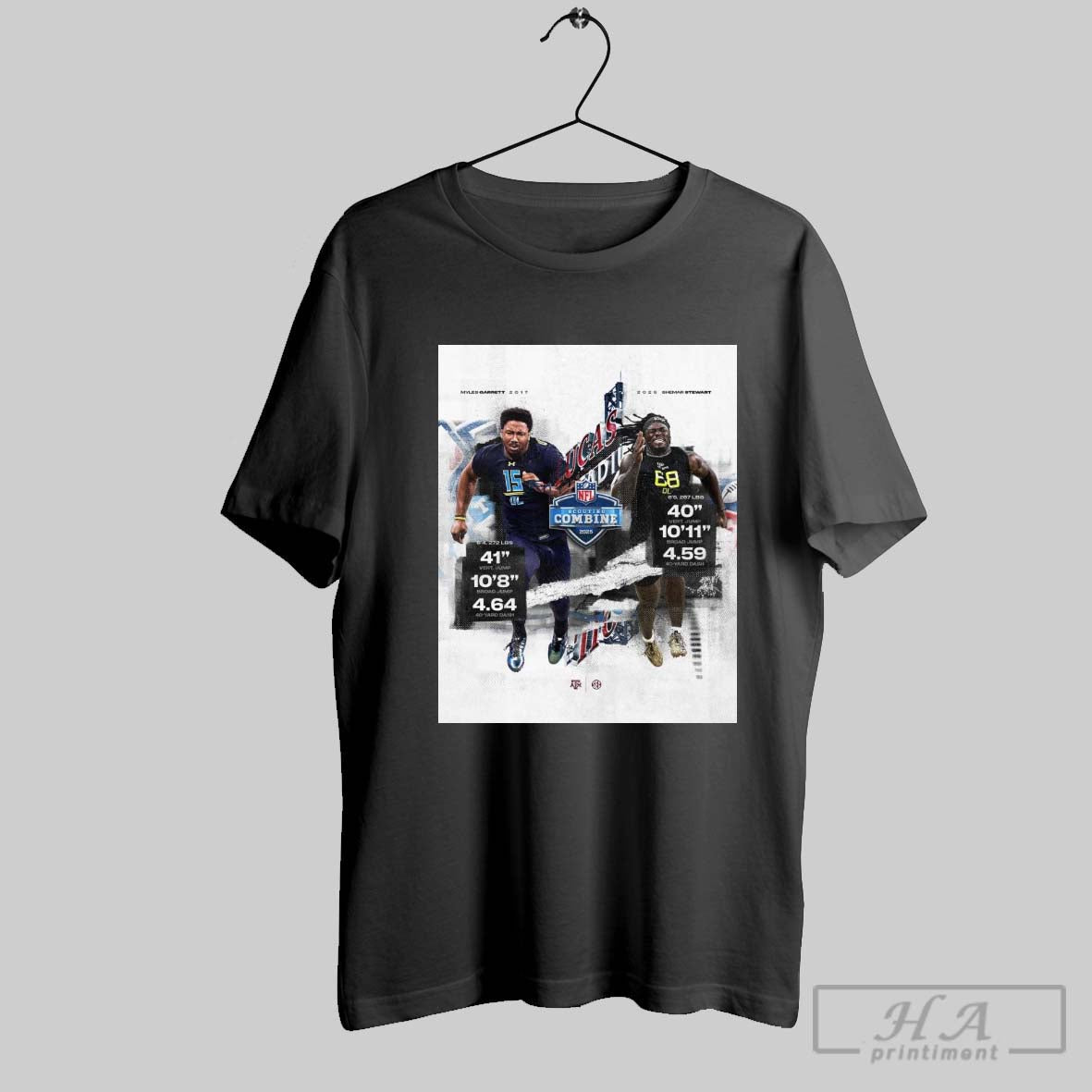 Texas Am Football Shemar Stewart Myles Garrett Nfl Scouting Combine 2025 Lucas Oil Stadium Poster T Shirt