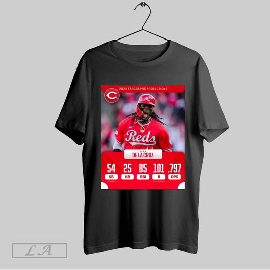 Top 2025 Fangraphs Projections Elly De La Cruz Cincinnati Reds 54 Sb 1st In Mlb 25 Hr 85 Rbi Poster T Shirt