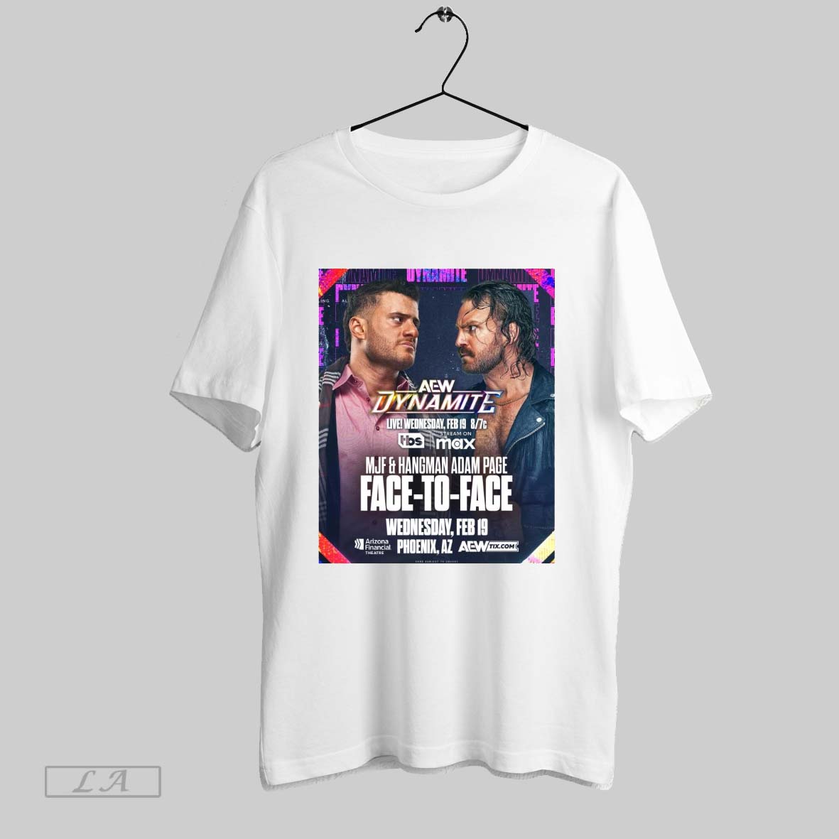 Top Aew Dynamite Mjf And Hangman Adam Page Face To Face Feb 19 2025 Phoenix Az Poster T Shirt
