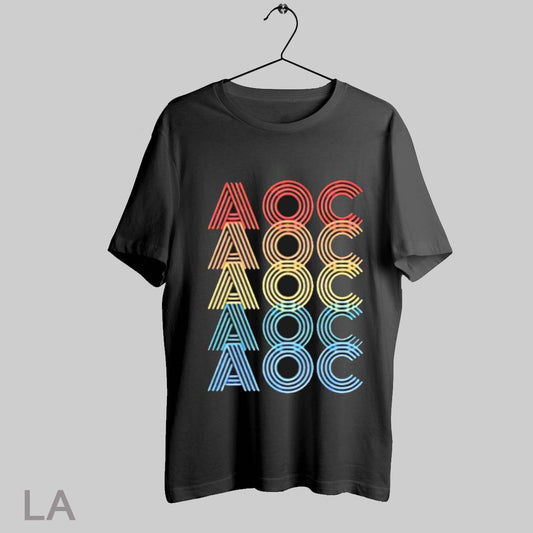 Top Aoc Retro Rainbow Typography Political Activism Graphic T Shirt Sweatshirt Hoodie Shirt