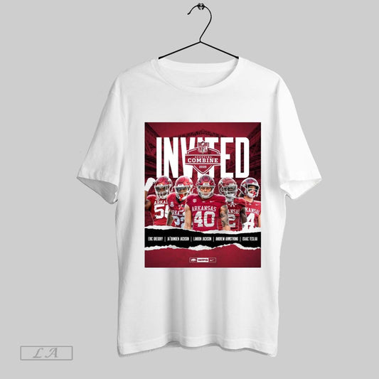 Top Arkansas Razorback Football Eric Gregory Jaquinden Jackson Landon Jackson Andrew Armstrong Isaac Teslaa Invited Nfl Scouting Combine Poster Sweatshirt T Shirt