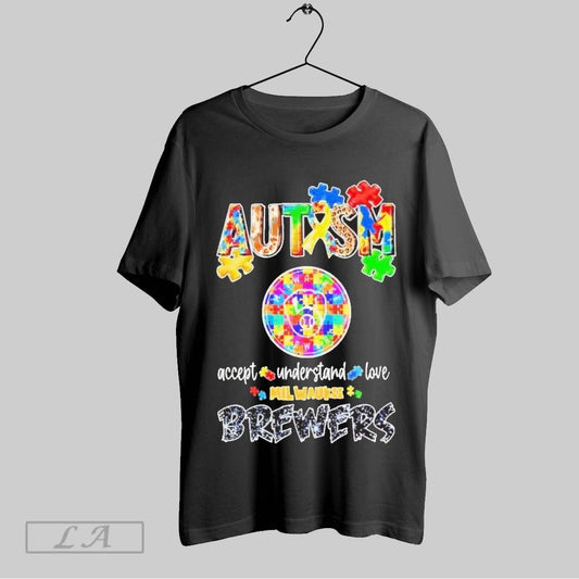 Top Autism Accept Understand Love Milwaukee Brewers Diamond T Shirt Sweatshirt Hoodie Shirt