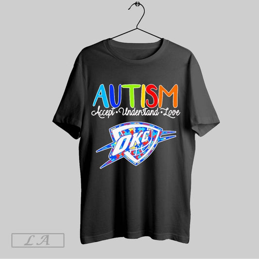 Top Autism Accept Understand Love Okc Thunder Basketball Logo T Shirt Sweatshirt Hoodie Shirt