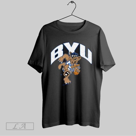 Top Byu Cougars Basketball Dunking Mascot T Shirt Sweatshirt Hoodie Shirt