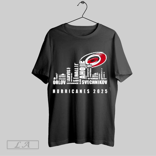 Top Carolina Hurricanes 2025 All Name Players Skyline T Shirt Sweatshirt Hoodie Shirt