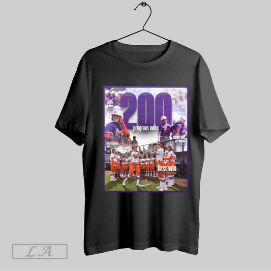 Top Clemson Tigers 200 Program Wins 100th Win At Home Vs Fordham 12 0 March 10 2024 Poster T Shirt Sweatshirt Hoodie Shirt