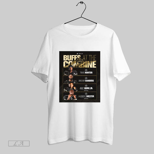 Top Colorado Buffaloes At The Combine Travis Hunter Shedeur Sanders Jimmy Horn Jr Lajohntay Wester Nfl Combine Poster T Shirt Sweatshirt Tee Shirt