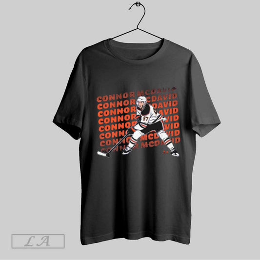Top Connor Mcdavid Name Repeat Edmonton Oilers Hockey Sweatshirt Hoodie Shirt