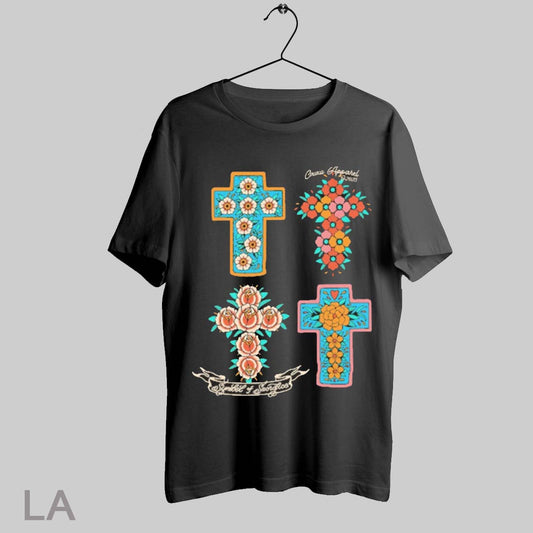 Top Cxxii Symbol Of Sacrifice Floral Crosses T Shirt Sweatshirt Hoodie Shirt