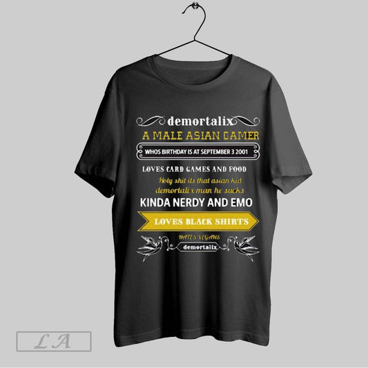 Top Demortalix A Male Asian Gamer Loves Card Games And Food Kinda Nerdy And Emo Loves Black T Shirt Sweatshirt Hoodie Shirt