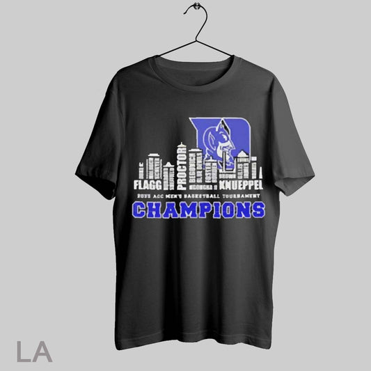 Top Duke Blue Devils 2025 Acc Men Basketball Tournament Champions Name Skyline City T Shirt Sweatshirt Hoodie Shirt