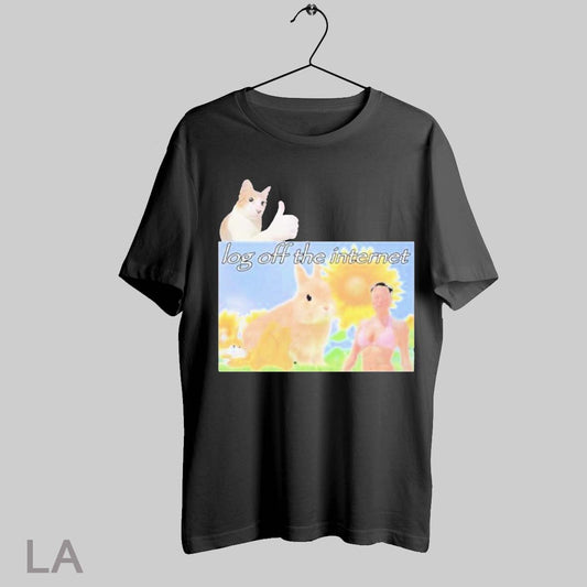 Top Elon Musk Log Off The Internet Cat Rabbit T Shirt Sweatshirt Hoodie Shirt