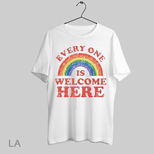 Top Everyone Is Welcome Here Rainbow T Shirt Sweatshirt Hoodie Shirt