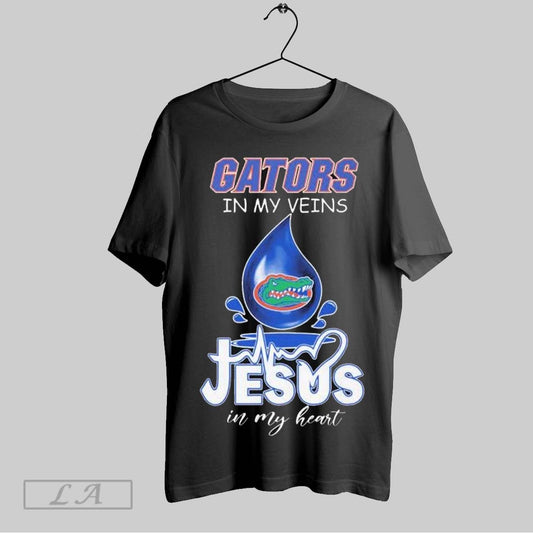 Top Florida Gators In My Veins Jesus In My Heart T Shirt Sweatshirt Hoodie Shirt