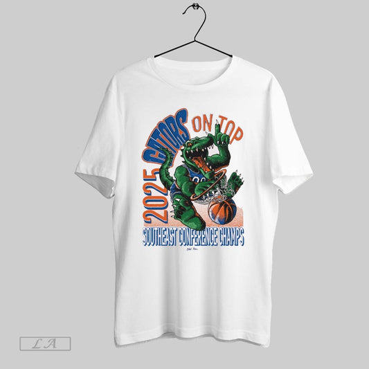 Top Florida Gators On Top 2025 Southeast Conference Basketball Champs Mascot T Shirt Sweatshirt Hoodie Shirt