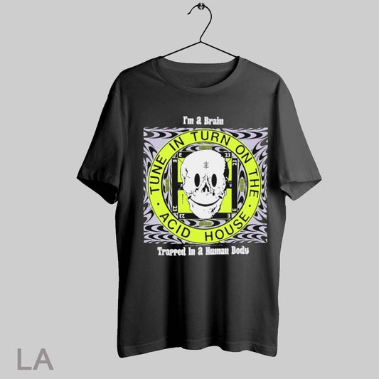 Top Genesis P Orridge Tune In Turn On Im A Brain Trapped In A Human Body T Shirt Sweatshirt Hoodie Shirt