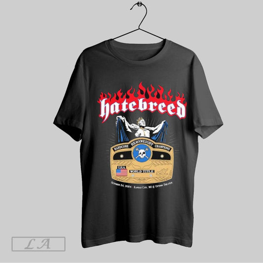 Top Hatebreed 30th Anniversary Hardcore Heavyweight Champions 2024 Usa World Title Kansas City T Shirt Sweatshirt Hoodie Shirt