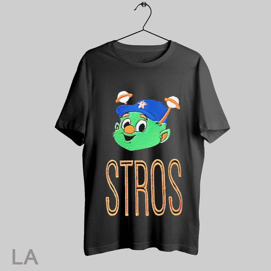 Top Houston Astros Orbit Mascot Stros Embroidered T Shirt Sweatshirt Hoodie Shirt
