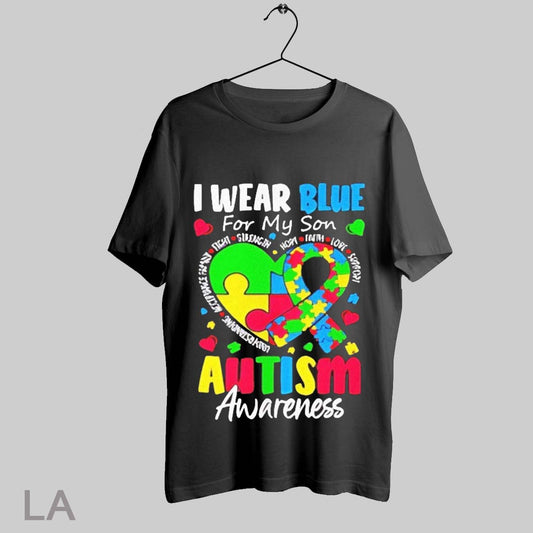 Top I Wear Blue For My Son Autism Awareness 2025 T Shirt Sweatshirt Hoodie Shirt