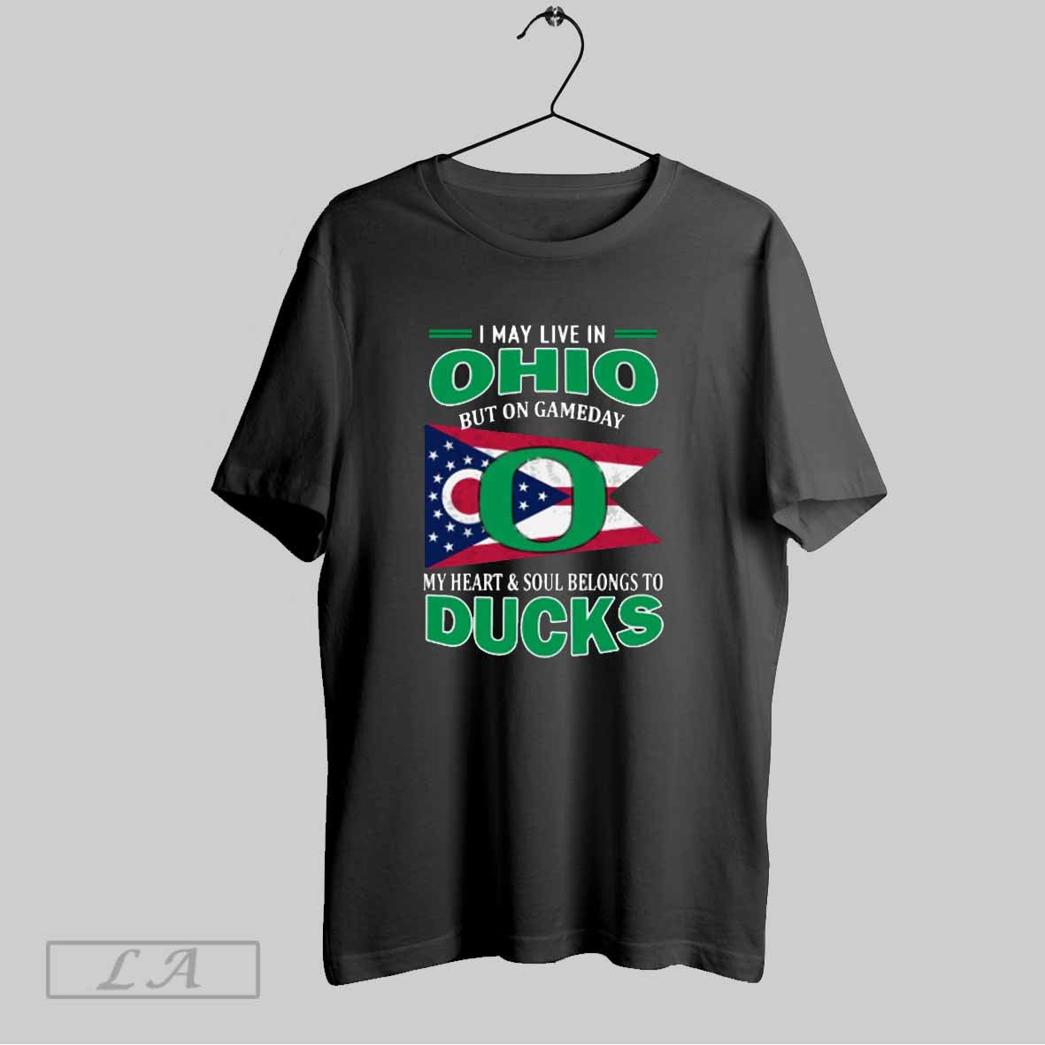 Top I May Live In Ohio But On Gameday My Heart Soul Belongs To Oregon Ducks T Shirt Sweatshirt Hoodie Shirt