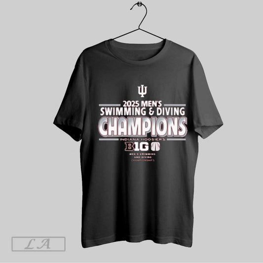 Top Indiana Hoosiers 2025 Mens Swim And Dive Champions Big Ten Ncaa T Shirt Sweatshirt Hoodie Shirt