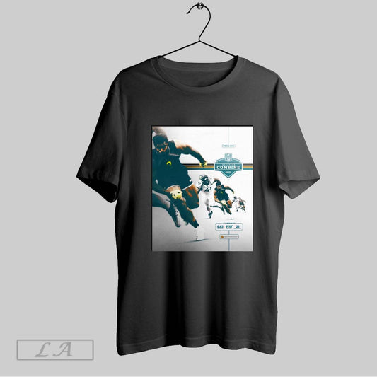 Top Jacksonville Jaguars Then And Now Josh Hines Allen 2025 Nfl Scouting Combine 4 63 40 Yard Dash Poster T Shirt Sweatshirt Tee Shirt
