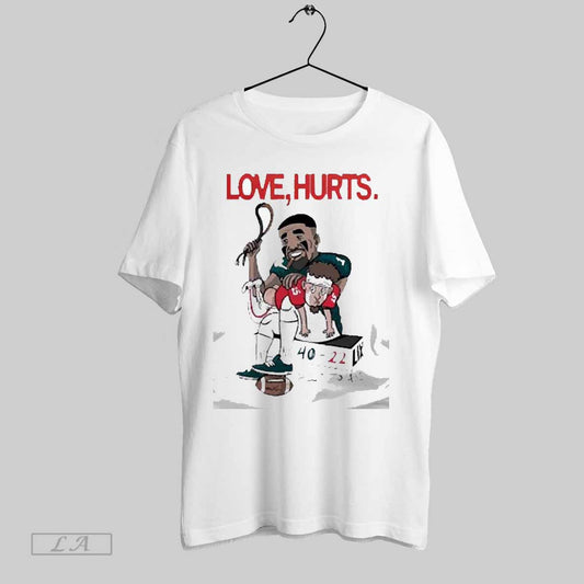 Top Jalen Hurts Patrick Mahomes Philadelphia Eagles Philly Vs Kansas City Chiefs Love Hurts Belt To Ass 40 22 Super Bowl Lix 2025 T Shirt Sweatshirt Hoodie Shirt