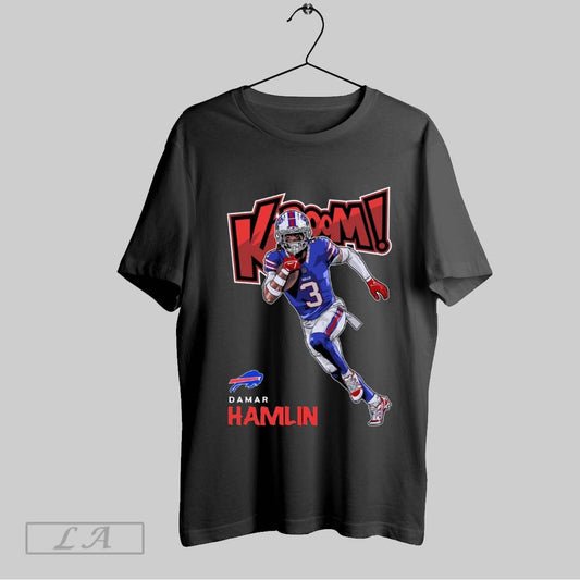 Top Kaboom Damar Hamlin Staying In Buffalo Bills Football Nfl Carl Cordes Art T Shirt Sweatshirt Hoodie Shirt