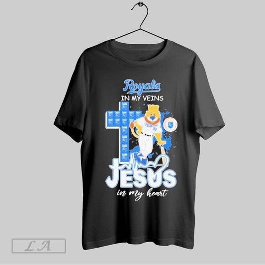 Top Kansas City Royals In My Veins Jesus In My Heart Masco T Shirt Sweatshirt Hoodie Shirt