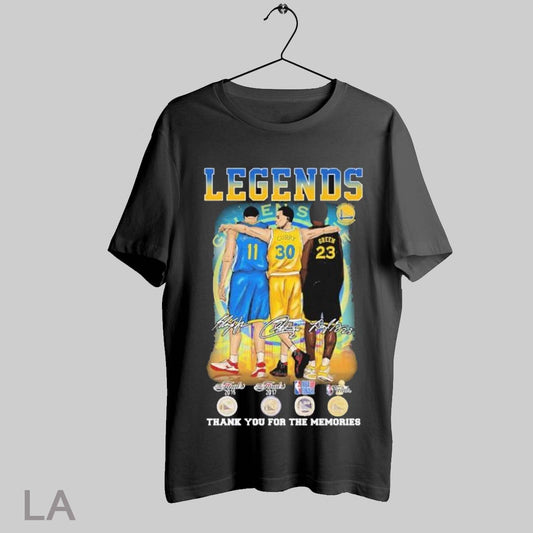 Top Klay Thompson Stephen Curry And Draymond Green Golden State Warriors Legends Thank You For The Memories Signatures T Shirt Sweatshirt Hoodie Shirt