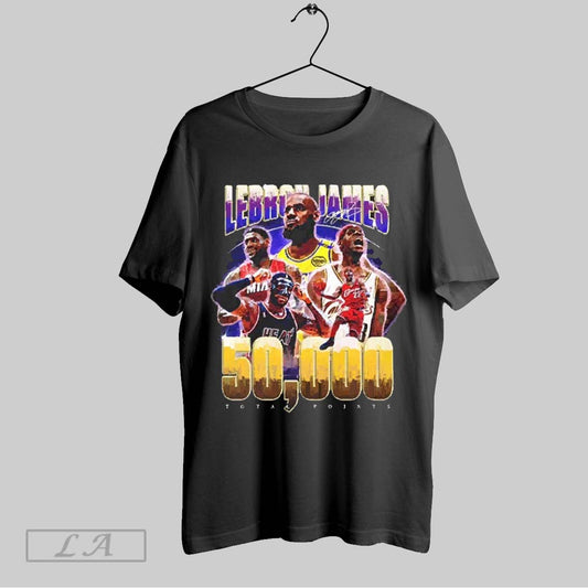 Top Lebron James 50000 Total Career Points Nba 2025 T Shirt Sweatshirt Hoodie Shirt