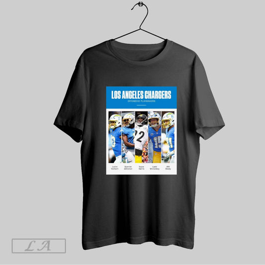 Top Los Angeles Chargers Nfl Offensive Playmakers Herbert Johnston Harris Mcconkey Dissly Poster T Shirt Sweatshirt Hoodie Shirt