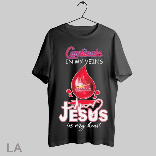 Top Louisville Cardinals In My Veins Jesus In My Heart T Shirt Sweatshirt Hoodie Shirt