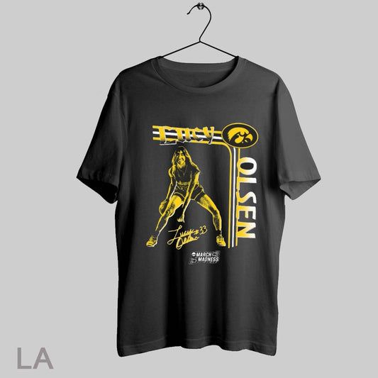 Top Lucy Olsen Striped Iowa Hawkeyes Basketball Ncaa March Madness Signature Graphic T Shirt Sweatshirt Hoodie Shirt