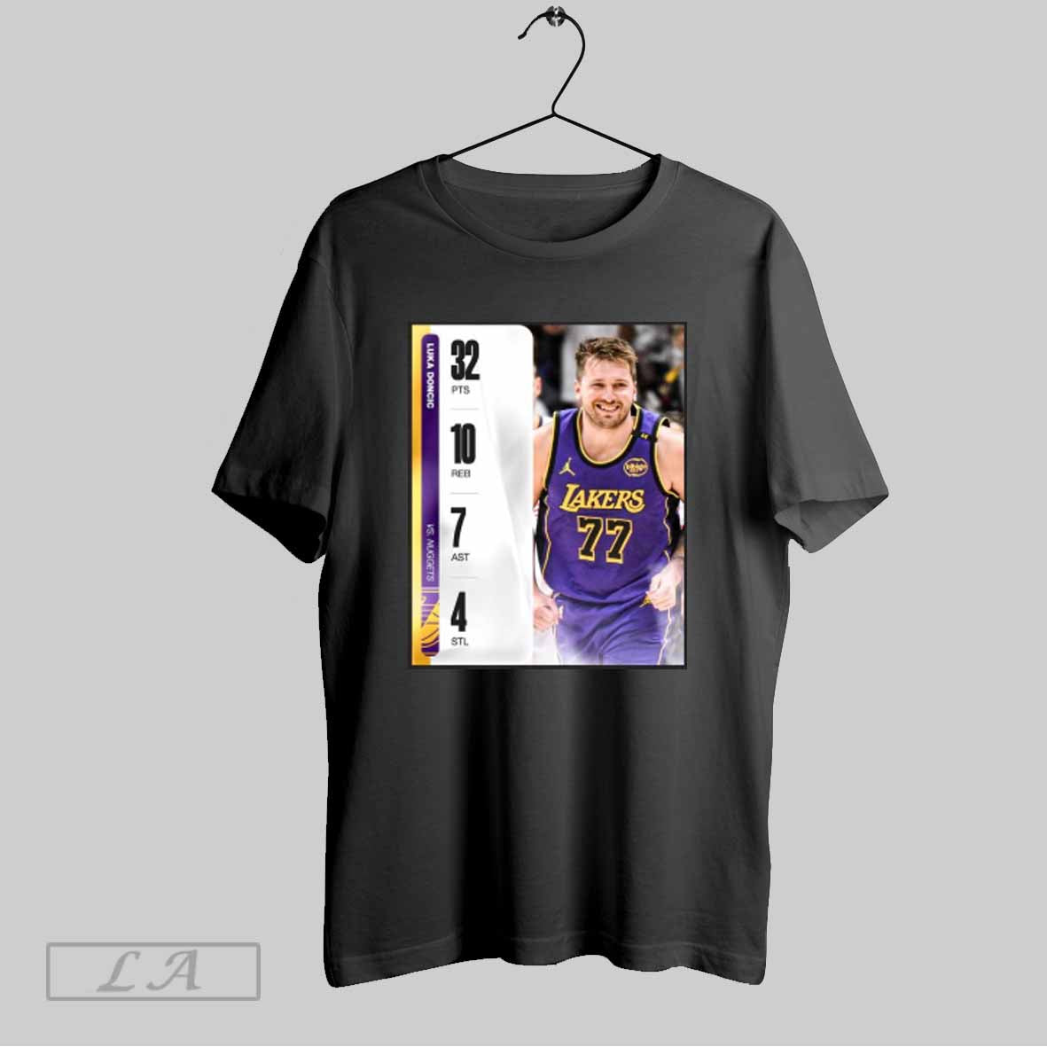 Top Luka Doncic Lakers Vs Nuggets 32 Pts 10 Reb 7 Ast 4 Stl T Shirt Sweatshirt Hoodie Shirt