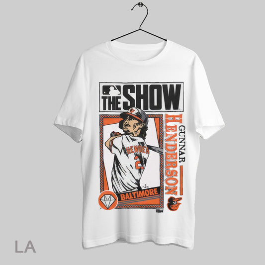 Top Mlb The Show Gunnar Henderson Baltimore Orioles 2025 T Shirt Sweatshirt Hoodie Shirt