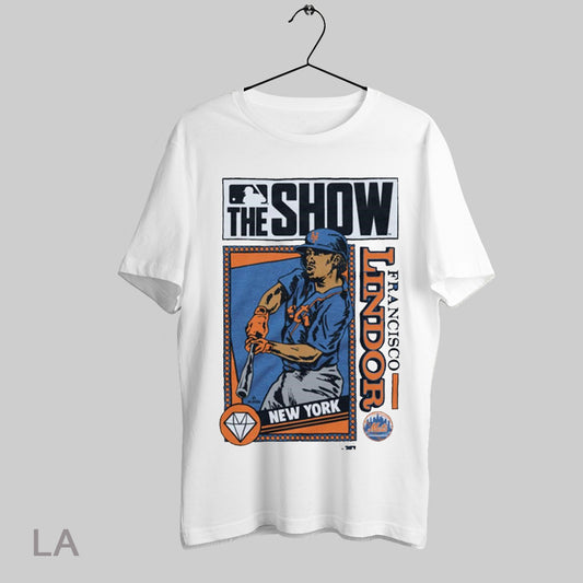 Top Mlb The Show X Homage New York Mets Francisco Lindor Graphic 2025 T Shirt Sweatshirt Hoodie Shirt
