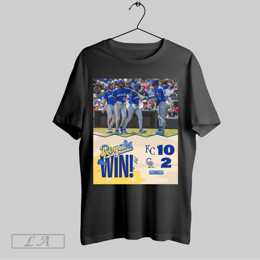 Top Maikel Garcia Salvador Perez Kansas City Royals Win Colorado Rockies Baseball Final Score 10 2 Poster T Shirt Sweatshirt Hoodie Shirt