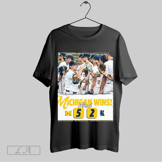 Top Michigan Baseball Wins Michigan Wolverines Vs Rice Owls 5 2 Final Score Hail To The Conquring Heroes Poster 2025 T Shirt