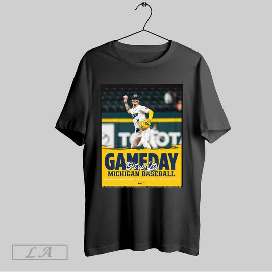Top Michigan Wolverines Vs Kansas State Wildcats Baseball Gameday Get Up Its First Pitch Arlington Texas Poster T Shirt Sweatshirt Hoodie Shirt