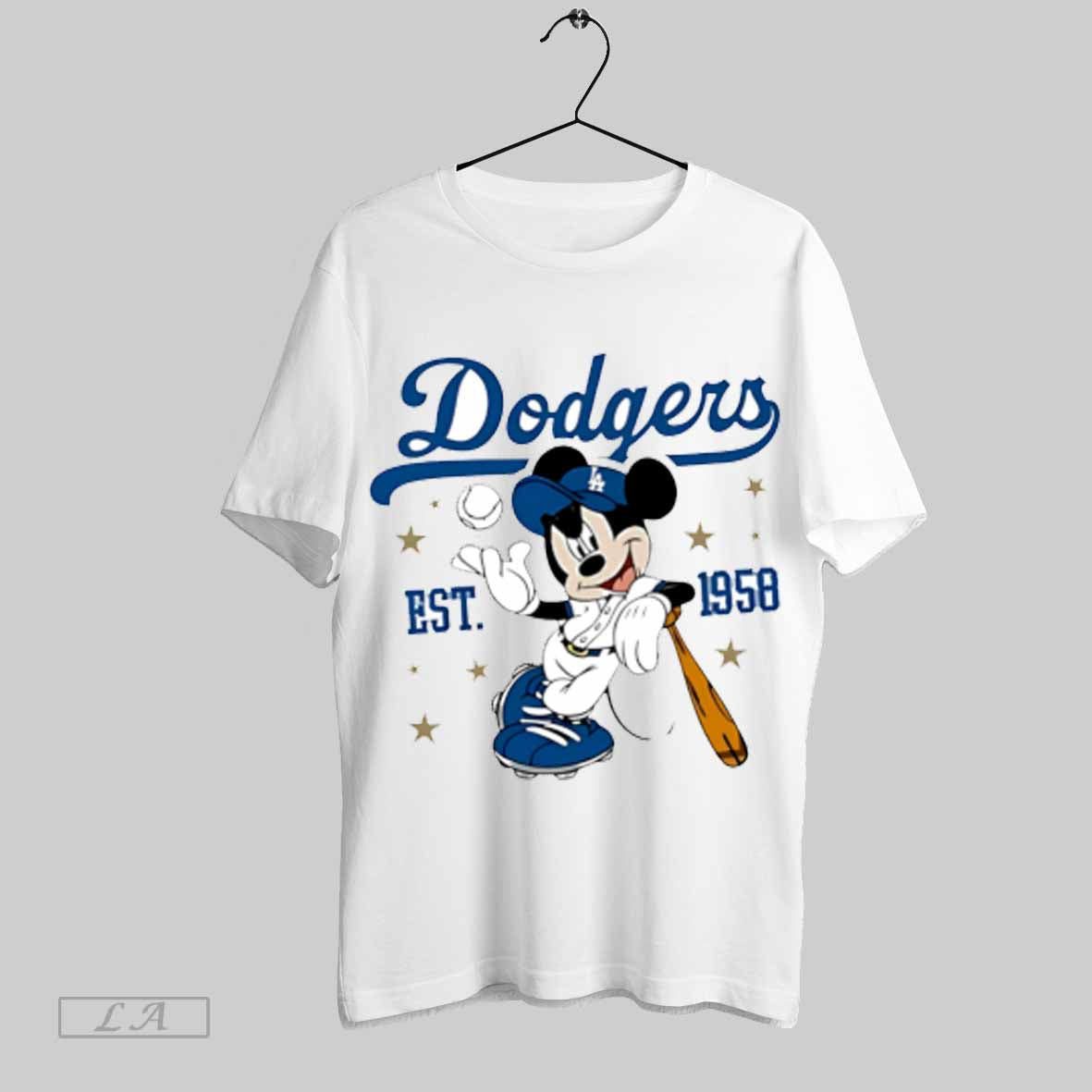 Top Mickey Mouse Dodgers 1958 Baseball T Shirt Sweatshirt Hoodie Shirt