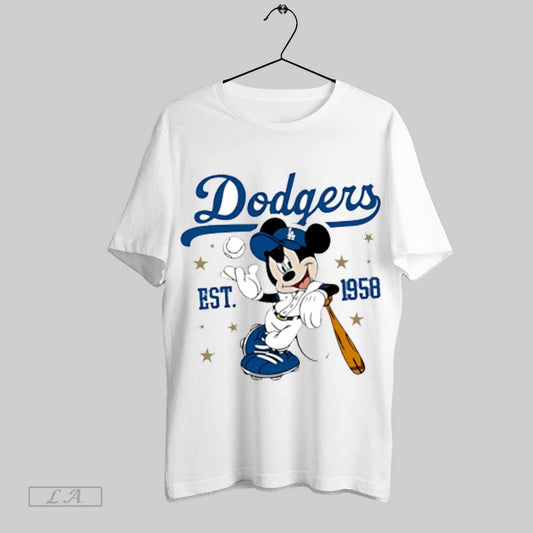 Top Mickey Mouse Dodgers 1958 Baseball T Shirt Sweatshirt Hoodie Shirt