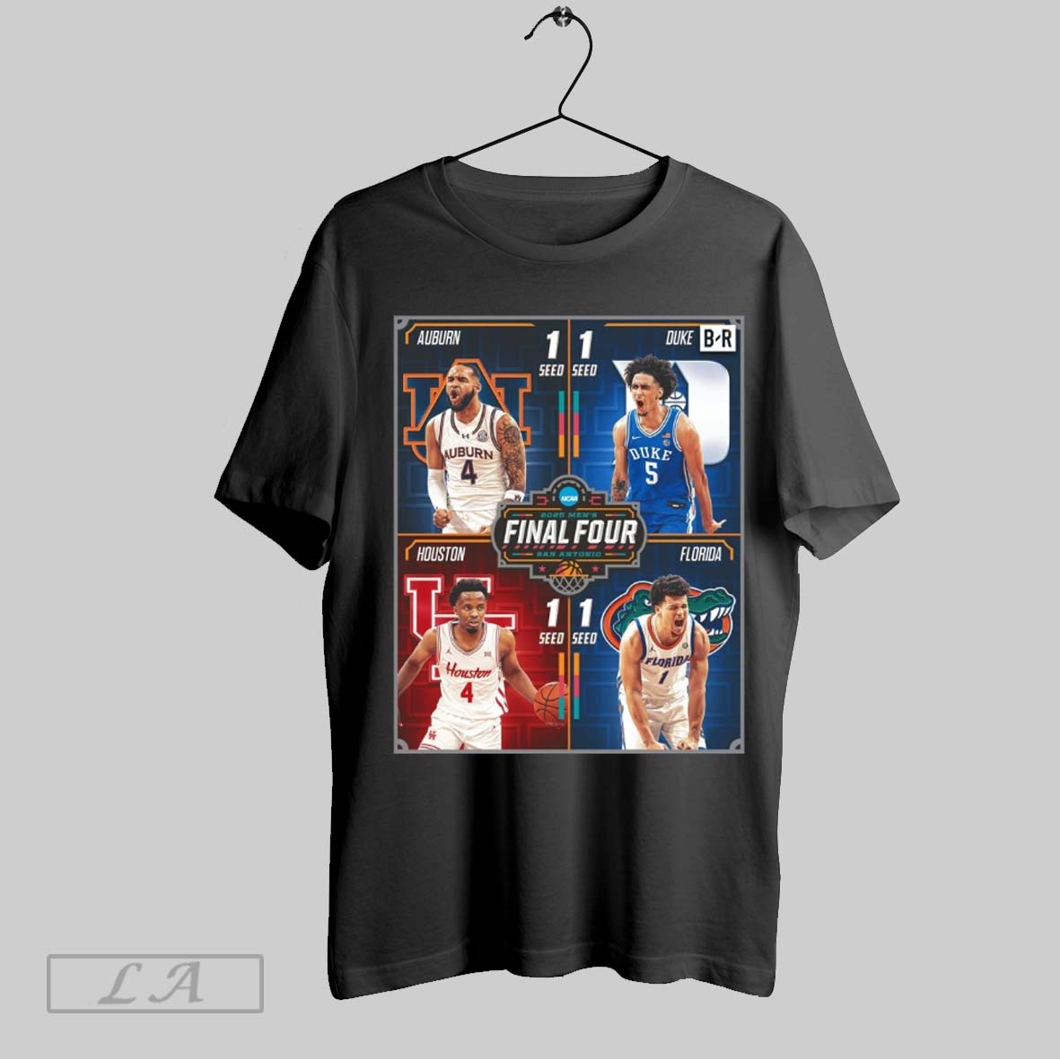 Top Ncaa 2025 Mens Final Four San Antonio March Madness Bracket Is Set Auburn Duke Houston Florida Poster T Shirt Sweatshirt Hoodie Shirt