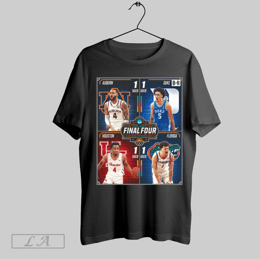 Top Ncaa 2025 Mens Final Four San Antonio March Madness Bracket Is Set Auburn Duke Houston Florida Poster T Shirt Sweatshirt Hoodie Shirt