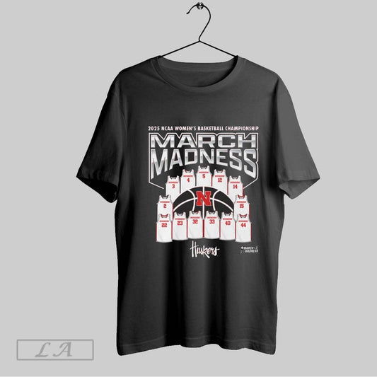 Top Nebraska Cornhuskers Ncaa Womens Basketball Championship Jersey Team March Madness 2025 Logos T Shirt Sweatshirt Hoodie Shirt