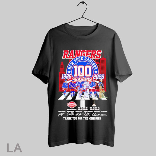 Top New York Rangers 100 Seasons 1926 2026 Abbey Road Thank You For The Memories T Shirt Sweatshirt Hoodie Shirt