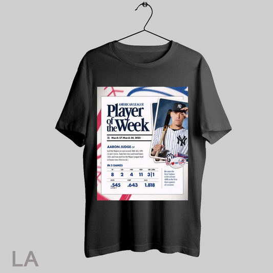 Top New York Yankees American League Player Of The Week March 27 March 30 2025 Aaron Judge Poster T Shirt Sweatshirt Hoodie Shirt