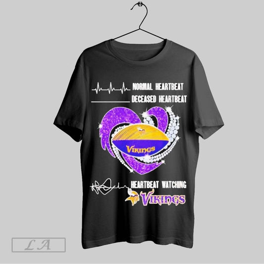 Top Normal Heartbeat Deceased Heartbeat Heartbeat Watching Minnesota Vikings Heart Diamond T Shirt Sweatshirt Hoodie Shirt