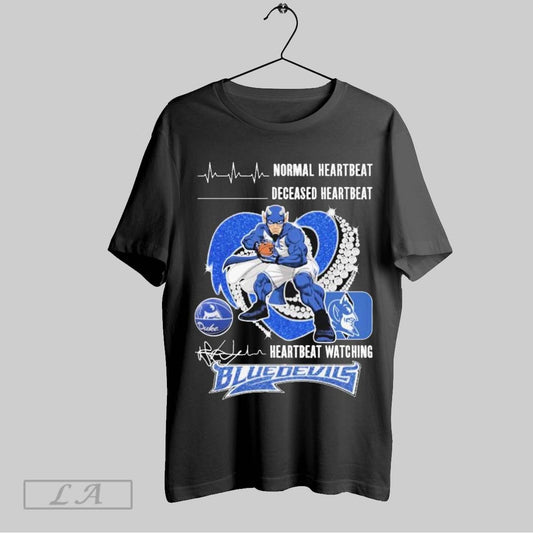 Top Normal Heartbeat Deceased Heartbeat Watching Duke Blue Devils Mascot Diamond Heart T Shirt Sweatshirt Hoodie Shirt